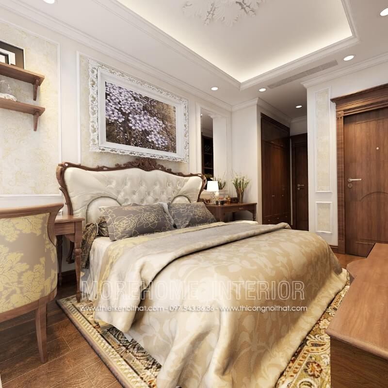Mẫu giường ngủ đẹp được làm từ chất liệu gỗ tự nhiên nhập khẩu, phần đầu giường bọc da cao cấp là điểm nhấn ấn tượng và sang trọng cho khu vực nghỉ ngơi của gia chủ