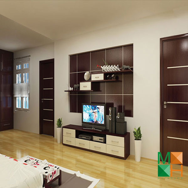 Thiết kế nội thất phòng khách với kệ sách trang trí