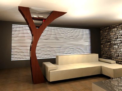Mẫu Kệ gỗ treo tường phòng khách hình cây